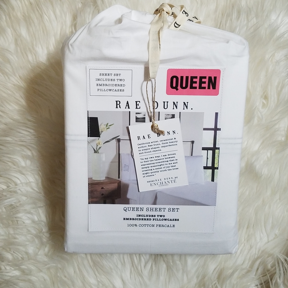 RAE DUNN SLEEP EMBROIDERED QUEEN SIZE SHEET SET